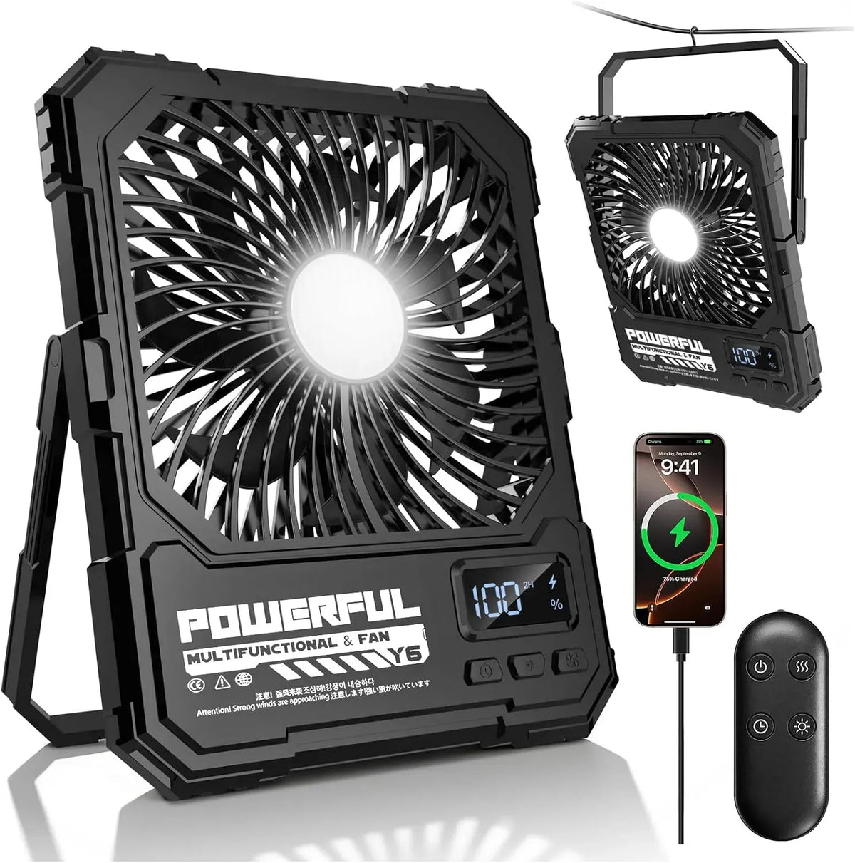Ventilator, yAyusi 20000mAh, tragbar, Outdoor, Timer, USB, leise, Camping