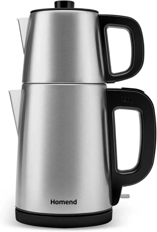 Wasserkocher 1728EU, 1.8 L, 2000 W, Edelstahl, Schwarz, 2000W Teemaschine Elektrisch für Losen Tee, Inox Schwarz