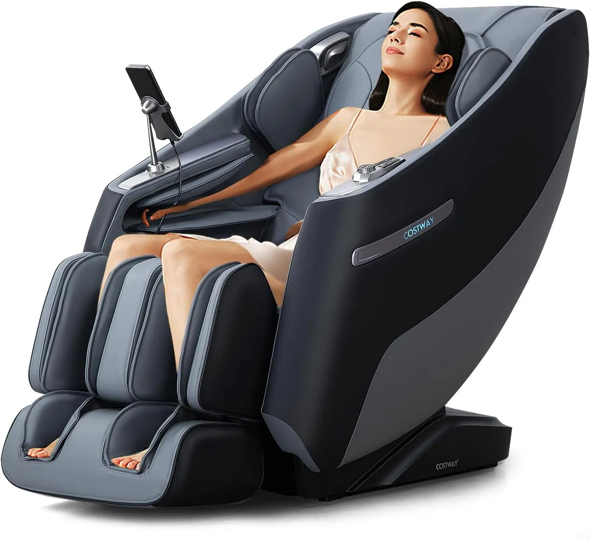 Relax- und Massagesessel RELAX4LIFE, Transportrollen, Bluetooth, Schwarz