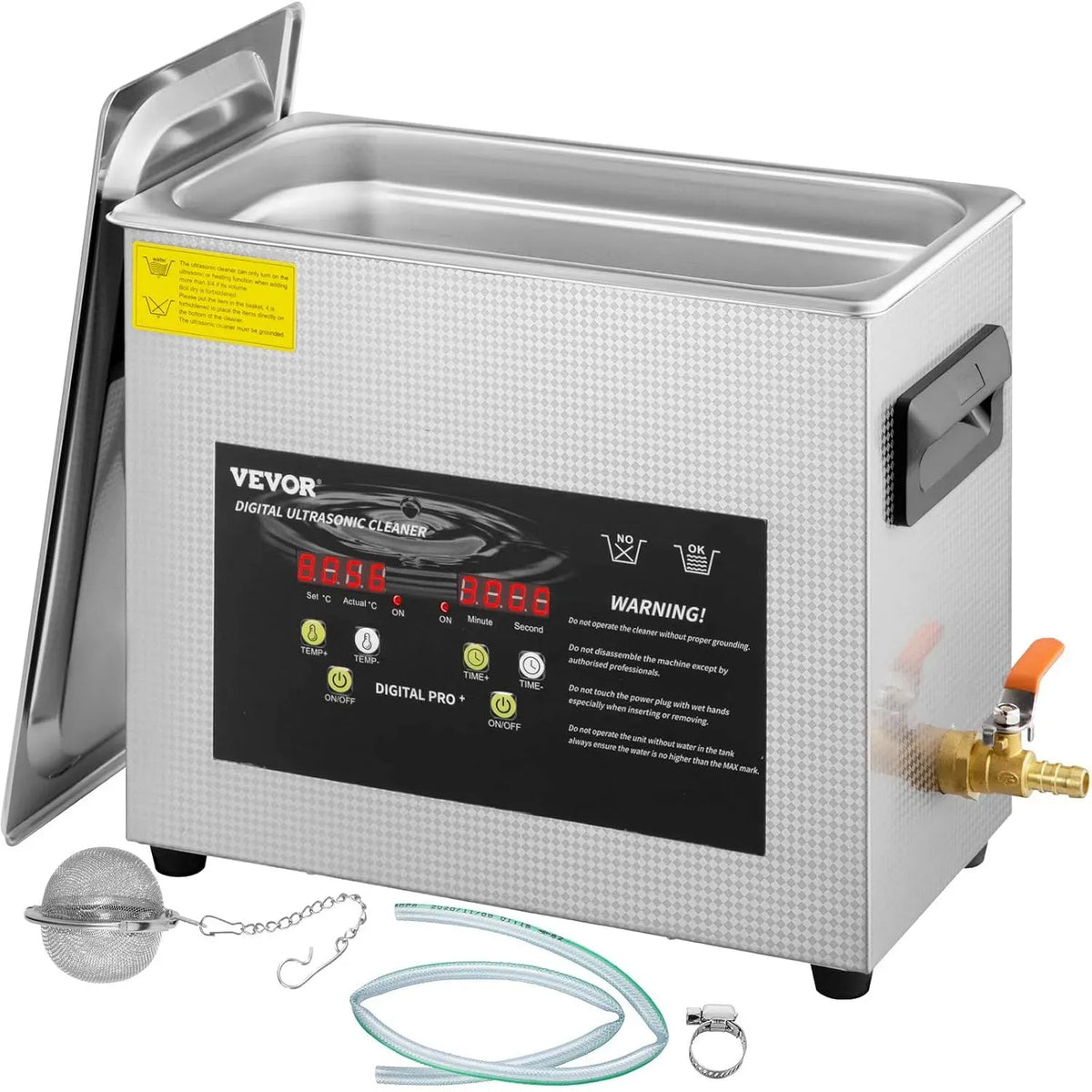 VEVOR Labor-Ultraschall-Teilereiniger, Ultraschallreiniger, Heizung, Ultraschallreinigungsgerät, 6 L, 200 W, 180 W, Timer, gewerblich, Wärmefunktion