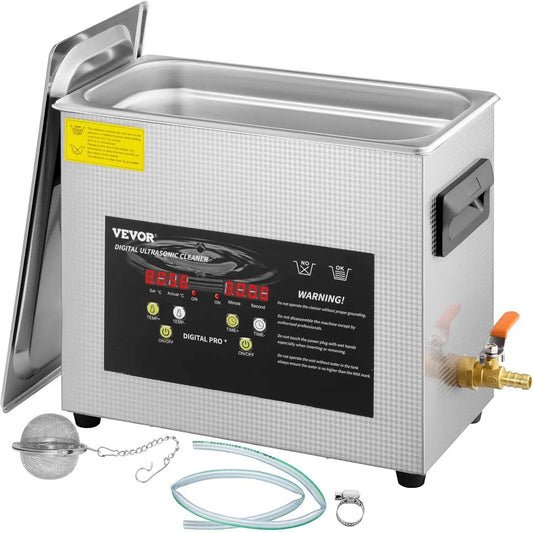 VEVOR Labor-Ultraschall-Teilereiniger, Ultraschallreiniger, Heizung, Ultraschallreinigungsgerät, 6 L, 200 W, 180 W, Timer, gewerblich, Wärmefunktion