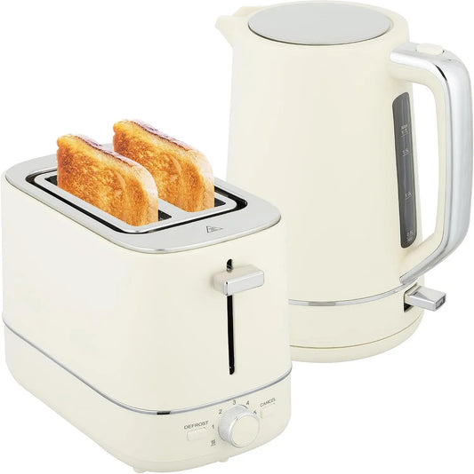 Wasserkocher, 1,7 L, 2200 W, HOMCOM W 1, asserkocher Toaster Set mit 2200, asserkocher Beige