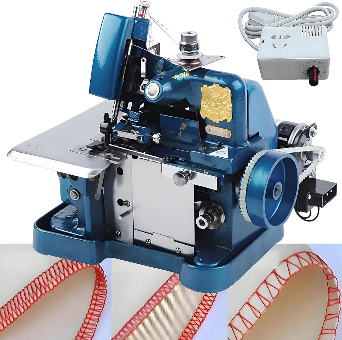 Haushalts-3-Faden-Overlockmaschine, Nähmaschine, elektrische Nähmaschine, 250 W, 3 mm, 4 mm, 3,2 mm, 3000 Stiche, Blau