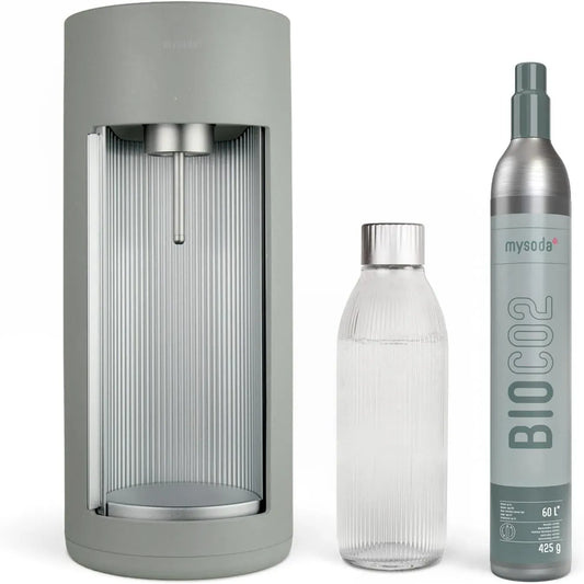 CO2-Zylinder Glasflasche, 1 L, aluminium, Holz