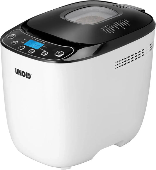Brotbackautomat, 550 W, Brotbackmaschine, Touch-Bedienung, LCD-Display, Schwarz, 12 gespeicherte Programme, Unold 68010 Backmeister Design, 1.000 g