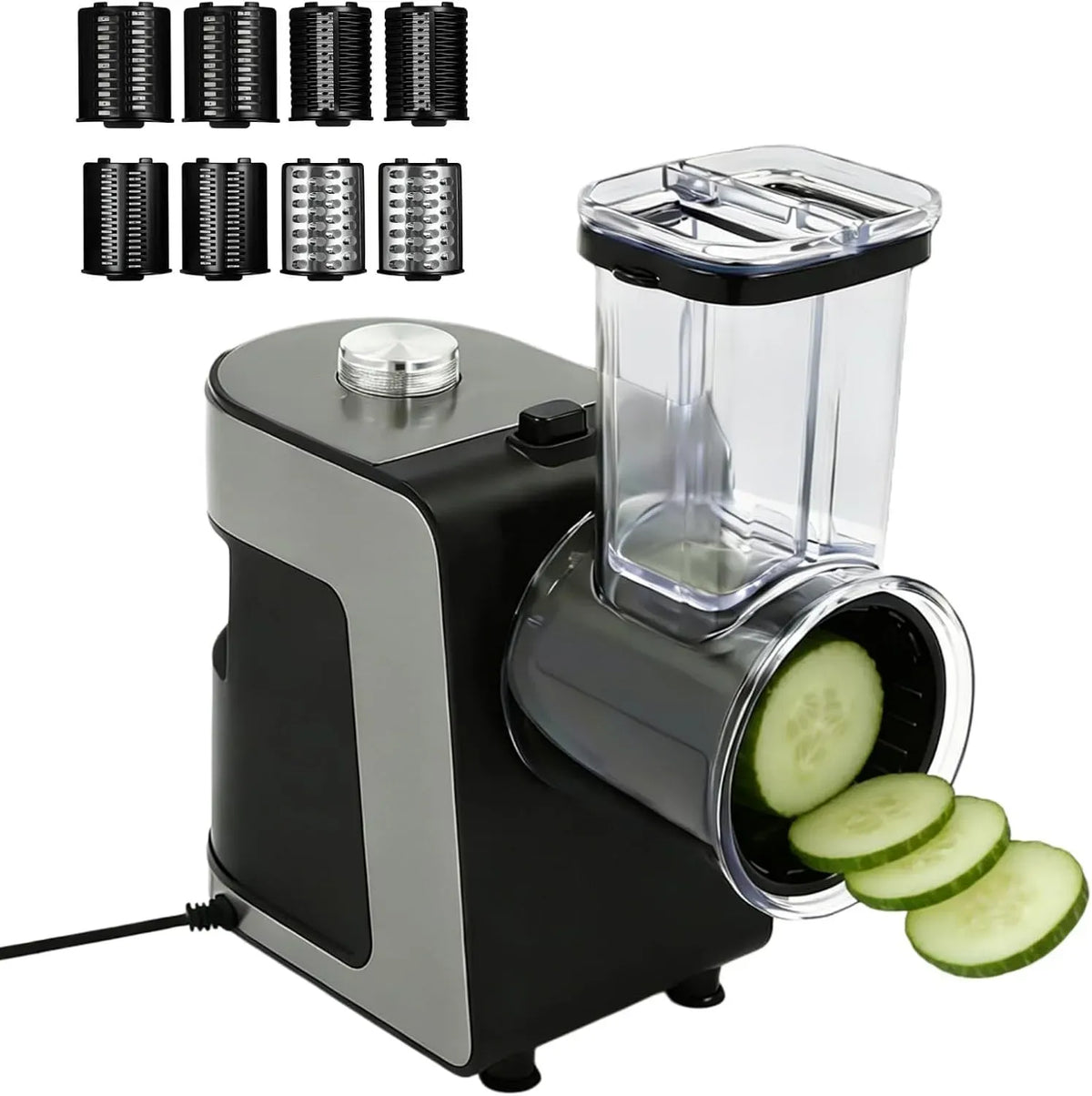 Gemüseschneider, Spiralschneider, 1000 W, für Gemüse Gemüsehobel Elektrisch mit 10 Austauschbaren