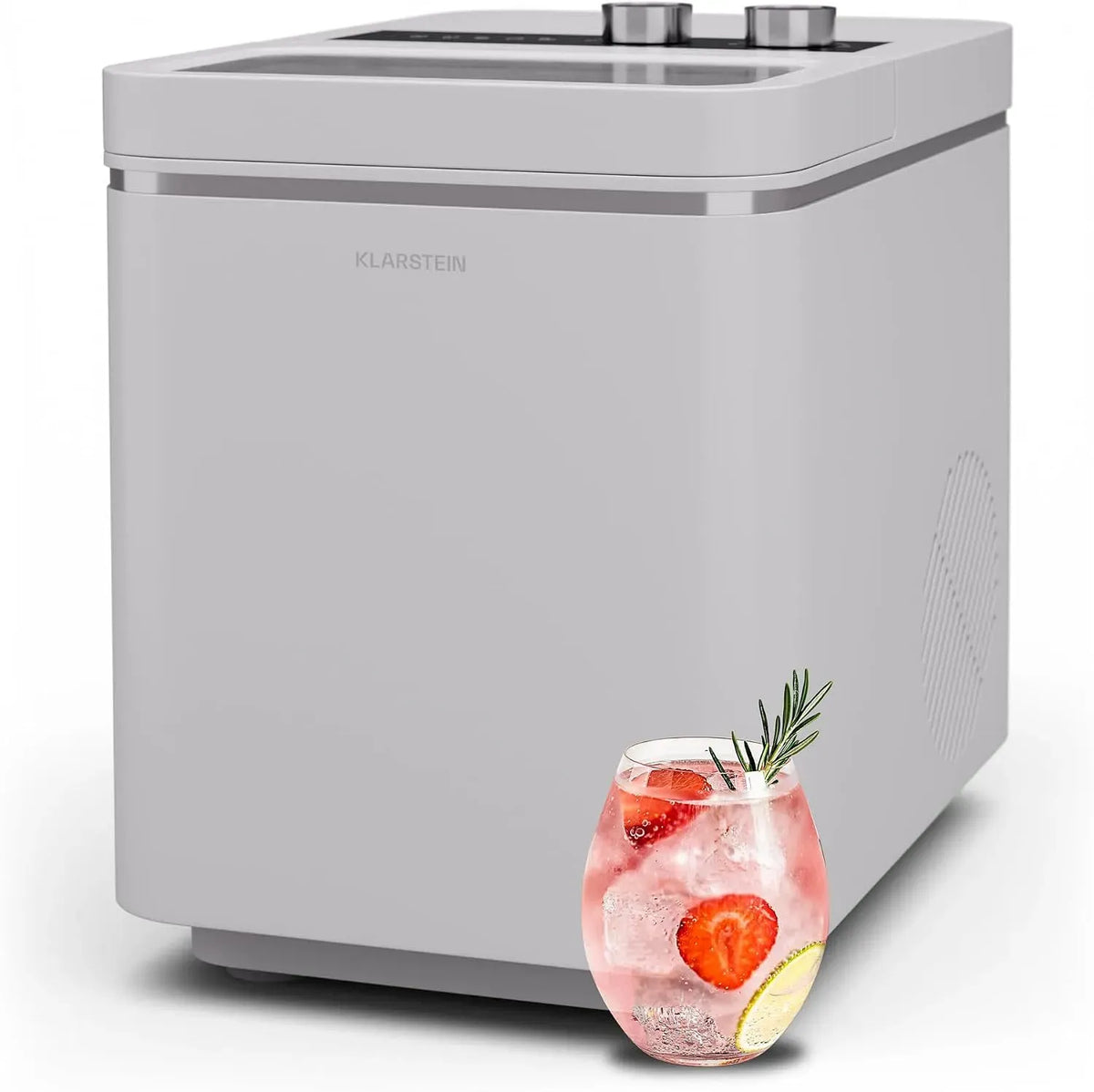 Klarstein kg/24 Eiswürfelmaschine, 150 W, Weiß, Eiswürfelbereiter für Küche & Bar, Eiswürfel in 6 Minuten, 12 h, 2 Größen