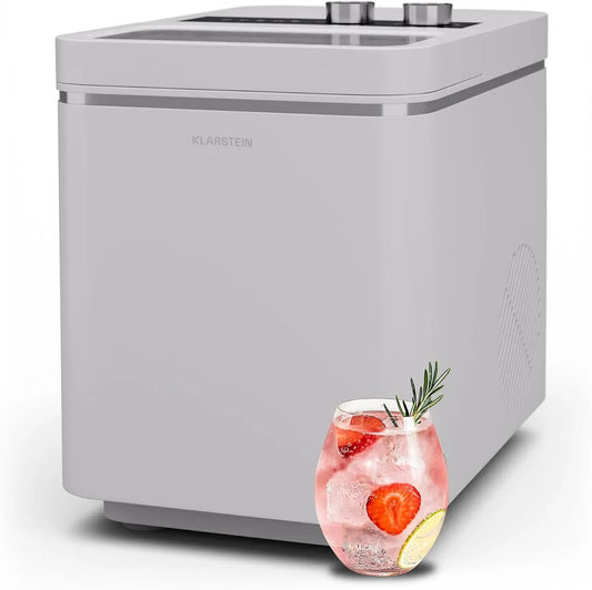 Klarstein kg/24 Eiswürfelmaschine, 150 W, Weiß, Eiswürfelbereiter für Küche & Bar, Eiswürfel in 6 Minuten, 12 h, 2 Größen