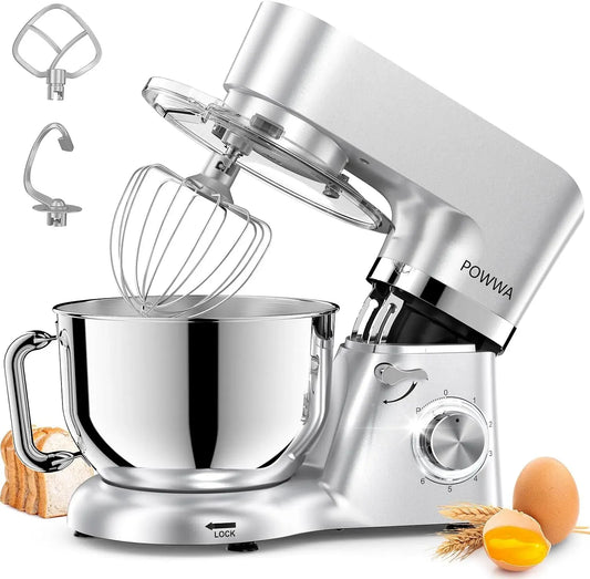 Küchenmaschine POWWA, 6,2 L, 1500 W, Rührmaschine Knetmaschine, 1 Geschwindigkeit Teigmaschine, 1500W Teigknetmaschine mit Schneebesen