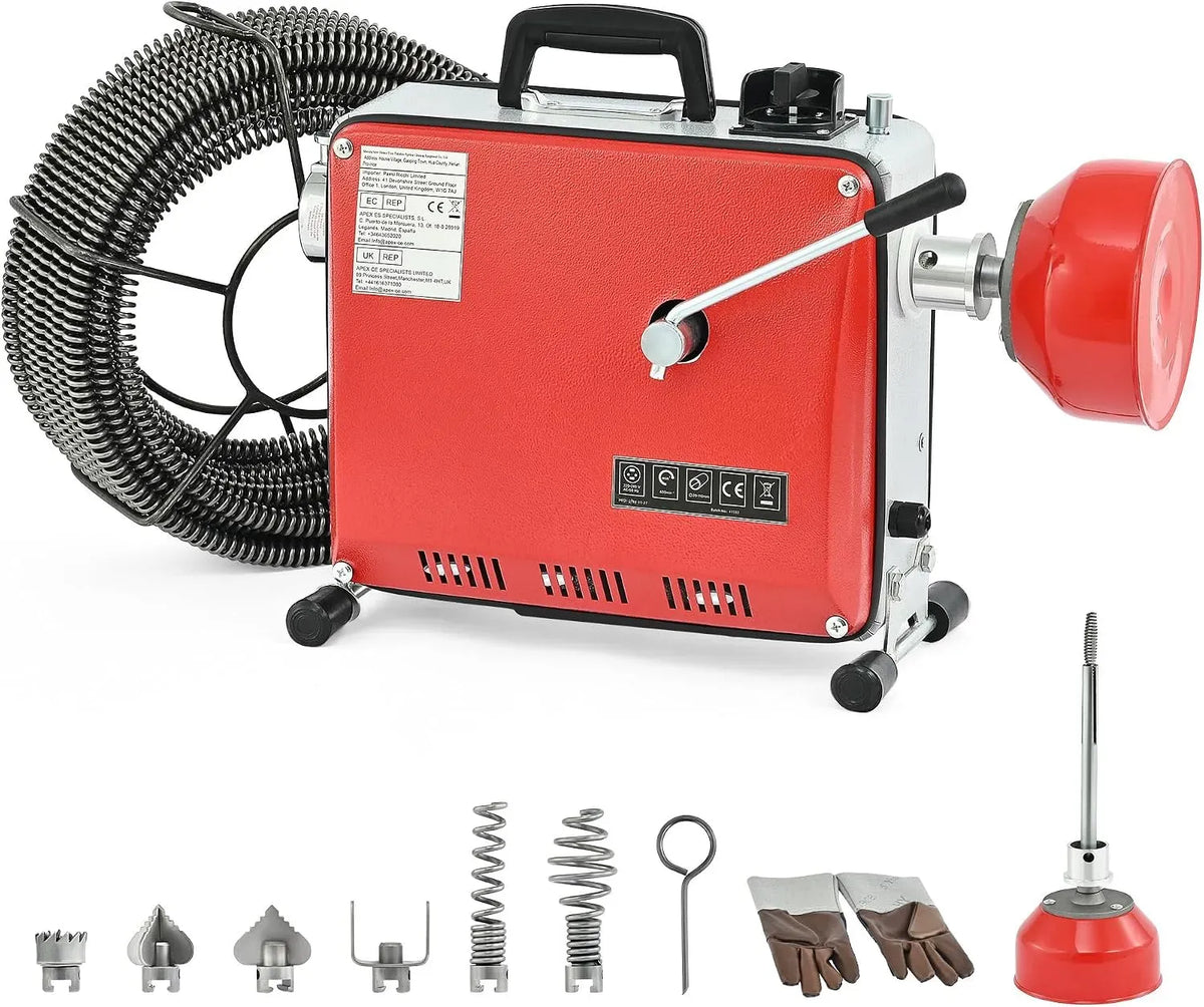 20M Badewannenablauf-Reinigungswerkzeug, Kanalreinigungsmaschine, Rohrreinigungsmaschine, Rohrreinigungsgerät, Rohr-Reiniger, 400 W, 16 mm, 20 M