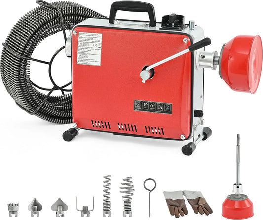 20M Badewannenablauf-Reinigungswerkzeug, Kanalreinigungsmaschine, Rohrreinigungsmaschine, Rohrreinigungsgerät, Rohr-Reiniger, 400 W, 16 mm, 20 M