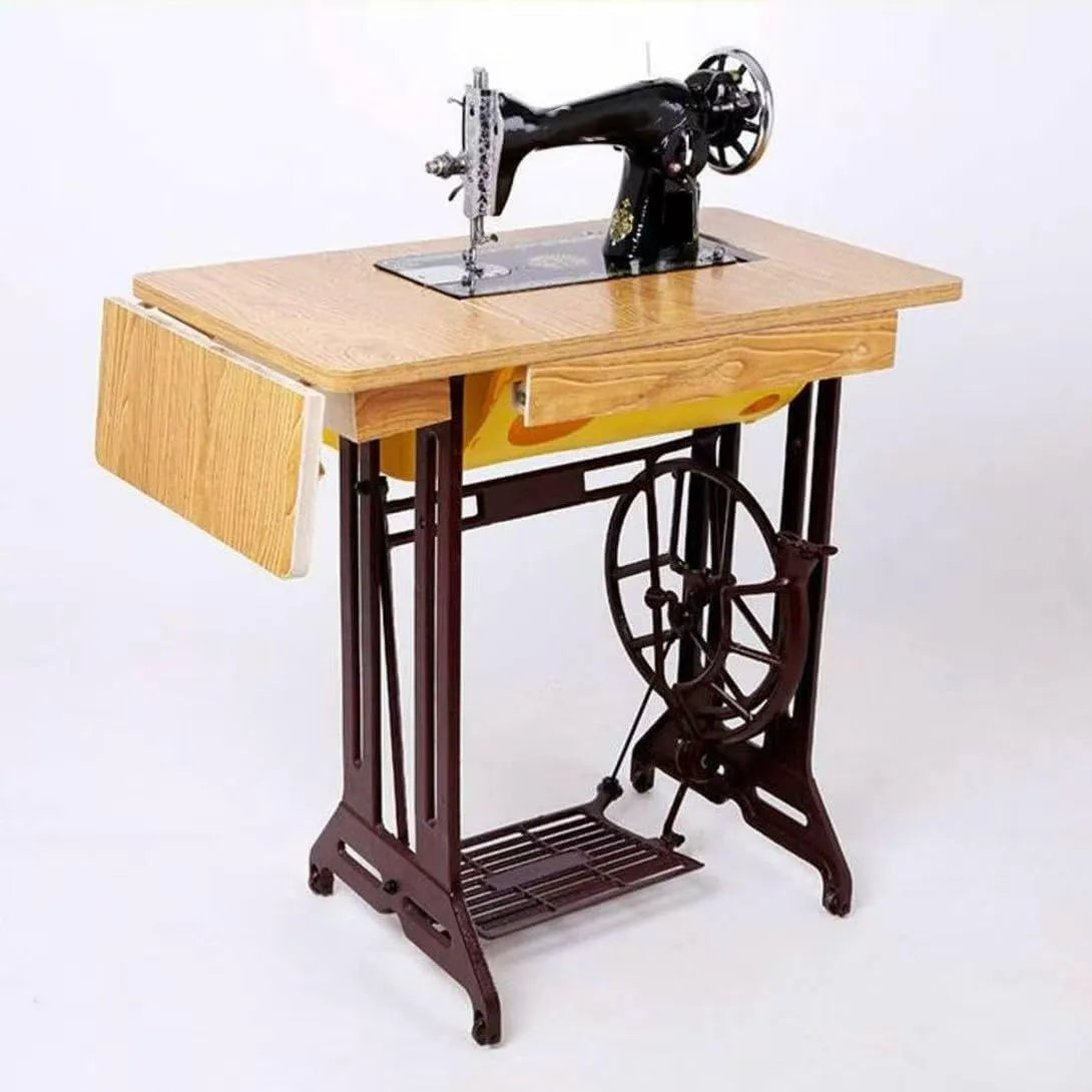 Nähmaschine, Retro-Tisch, elektrische Nähmaschine, 100×100×42.5cm, 42.5 cm, Gusseisen, Schwarz, Holz