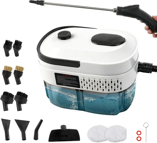 Dampfreiniger, 1.4 L, 2500 W, Multifunktion, großer Wassertank, 2 Temperaturzonen, Einsatz auf Böden, in Küche, Auto und an Fenstern