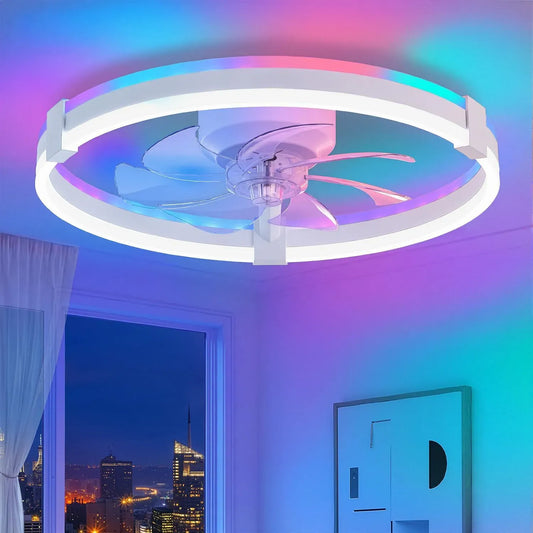 Ventilator, 51 cm, ZMISHIBO 3CCT 1/4/8H, Timer, App, 15%-100% dimmbar, obere und untere Lichtkreise separat steuerbar, Fernbedienung & APP-Steuerung