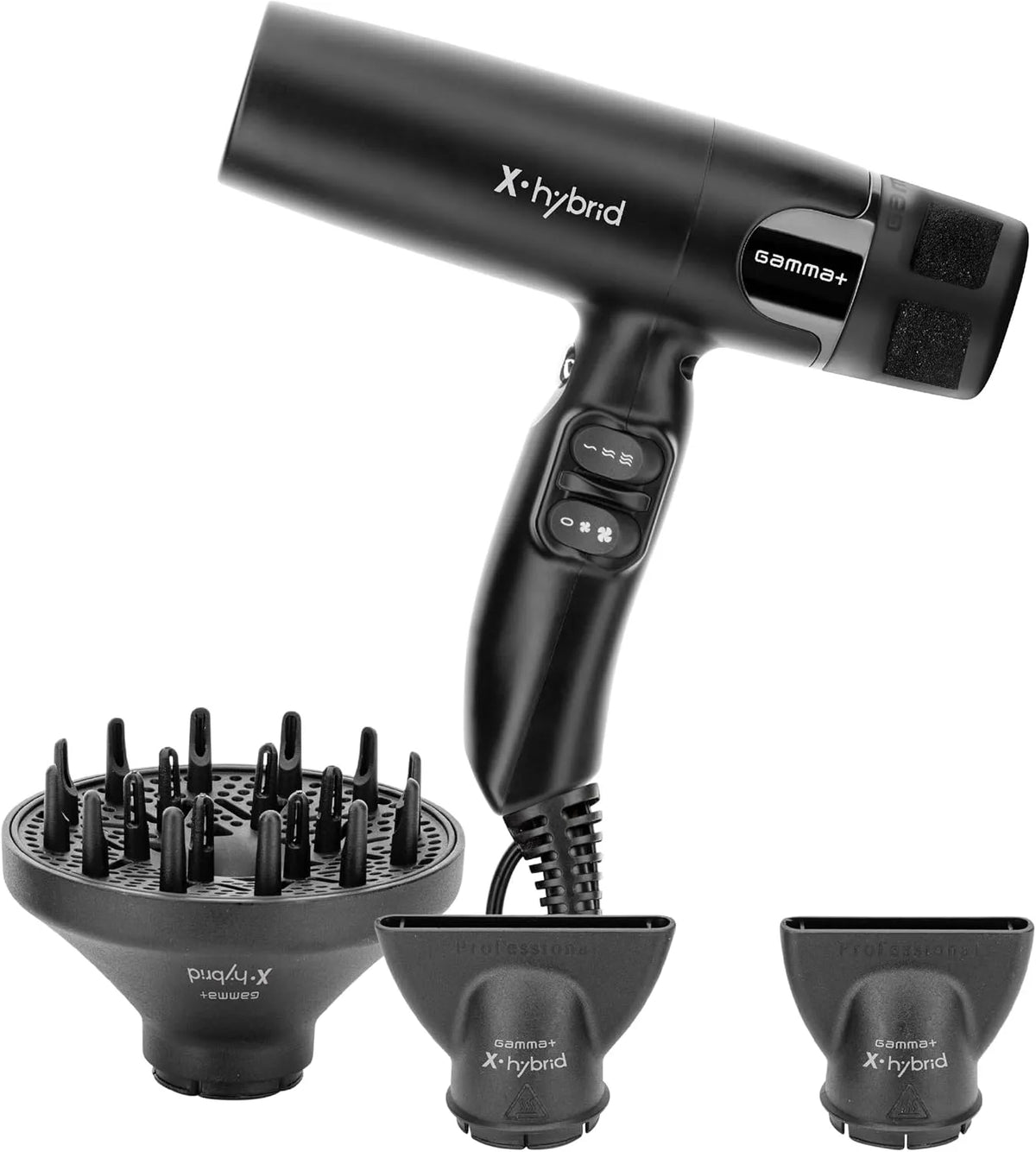 Wäschetrockner, GAMMA+, leise, Schwarz, digitaler Motor 100, 000 U/min, 2 Düsen, 1 Diffusor