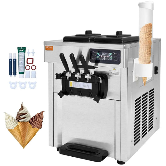 VEVOR Eismaschine, Speiseeismaschine, 5,5 L, 28 L/h, LCD-Display, gewerblich, Restaurant, für Joghurt
