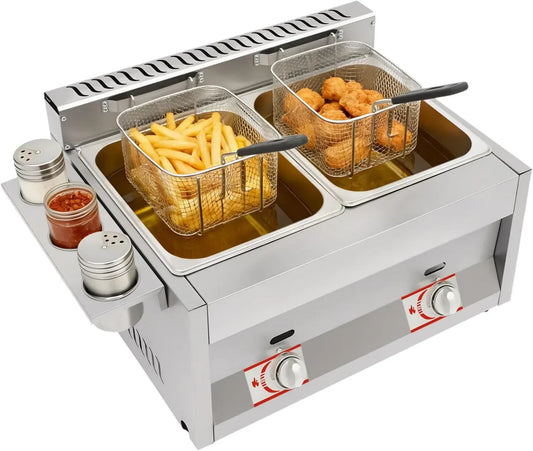 Gas-Fritteuse, Gasfritteuse, gewerblich, Edelstahl