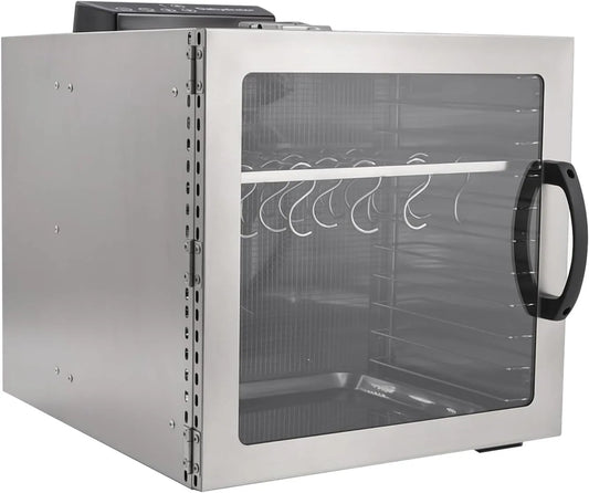 24h Trockenschrank, 42.5 L, 1000 W, 30 bis 90 °C, Timer, 2 Temperaturzonen, Edelstahl, für Rinderbiltong, Lebensmitteldehydrator