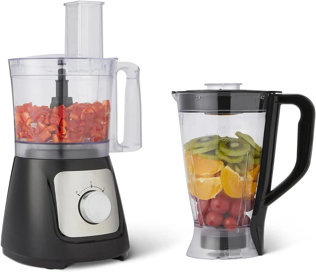 Küchenmaschine 2-in-1, 800 W, Schwarz, 1,5-L-Krug, 2,4-L-Schüssel, 2 Geschwindigkeiten, 2,4 L, 1,5 L