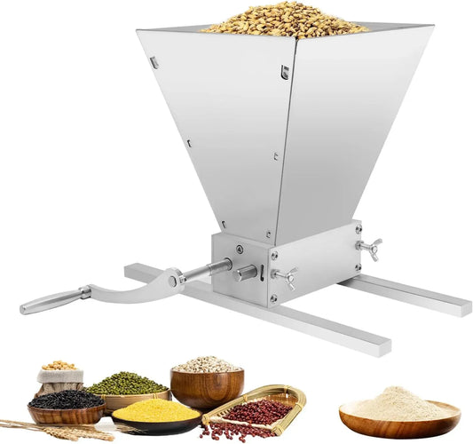 Getreidemühle, 4 L, Kornmühle, Edelstahl, Manuelle Edelstahl Schrotmühle 5kg Trichtertrag