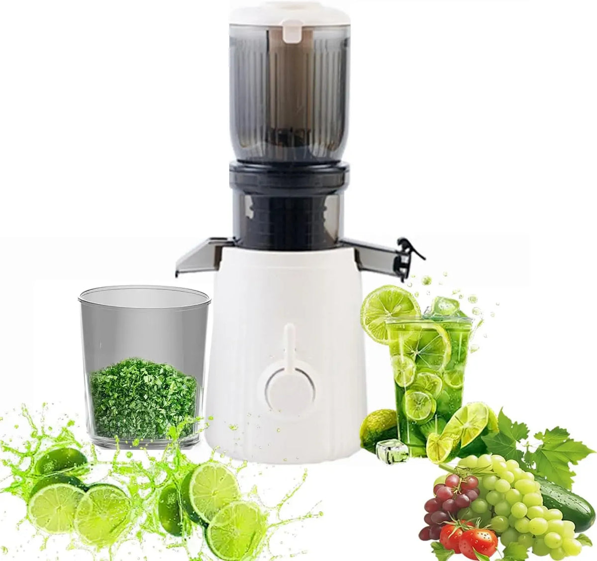 Entsafter, 1,2-L-Trichter, 1,2 L, Saftpresse, Saft- und Zitruspresse, langsam kauender 200-W-Entsafter
