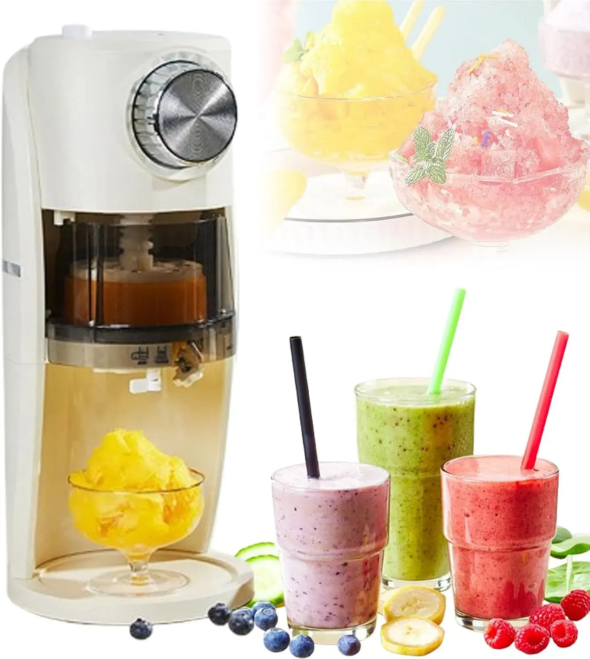 Tisch-Eiswürfelbereiter, Eismaschine, Speiseeismaschine, Slush-Eisbereiter, Touch-Bedienung, für Slush-EIS und Gefrorene Getränke